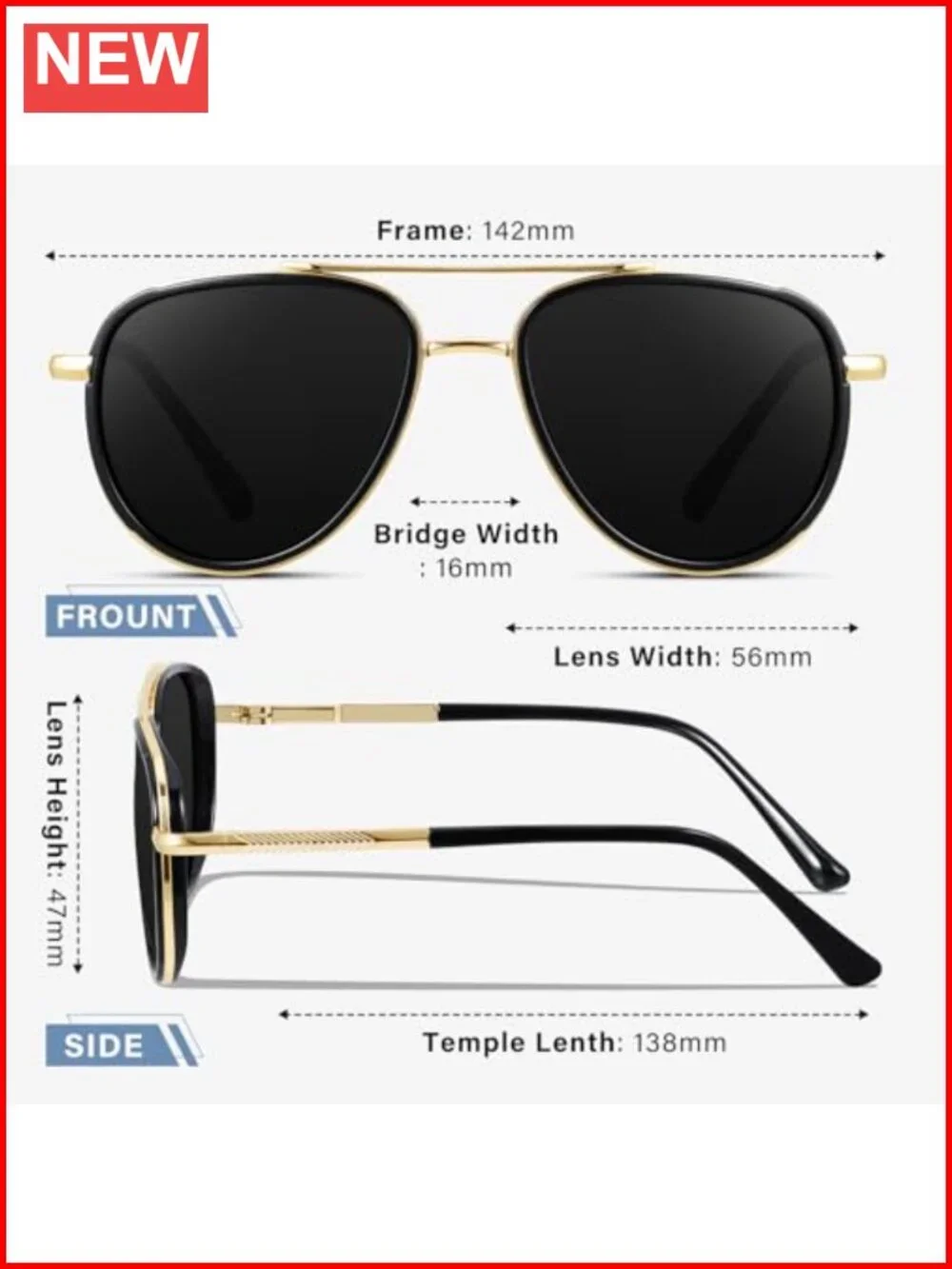 Classic Polarized Aviator Sunglasses UV Protection Sports Running Tangle Free